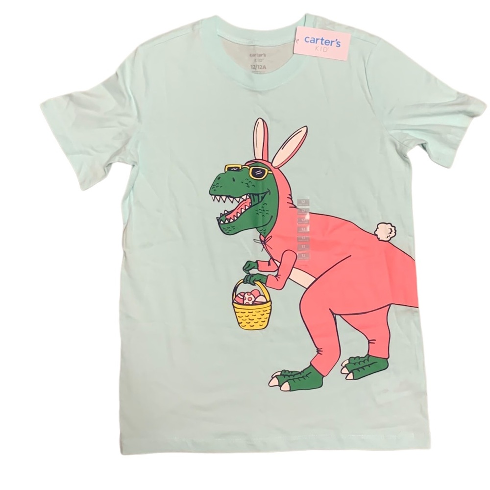 Carter's Boys Easter Dinosaur Bunny Graphic Tee Top Size 12 NWT
